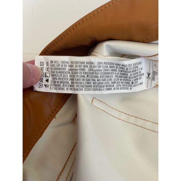 Forever 21 Faux Leather Straight-Leg Pants Camel Color Medium - Picture 8 of 9